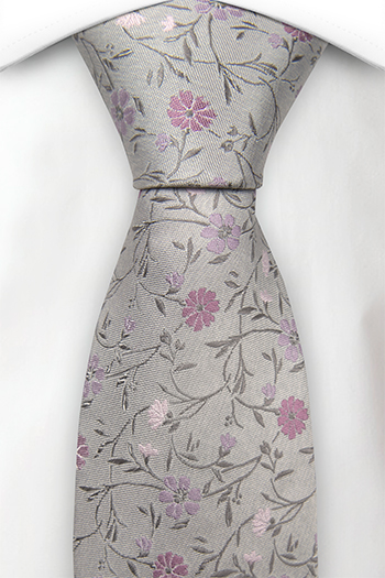 Silke Slips, Grålig base & blomster i blek lilla & blek rosa, Notch SOTNOS GREY