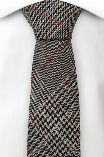 Ull Smale Slips, Glen check in beige, black & a red stripe, Notch CEDRIC