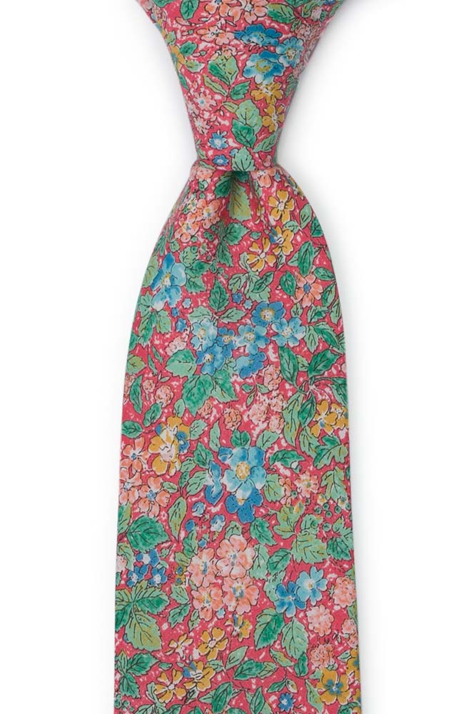 Bomull Slips, Varm rosa med blomster i grønt, rosa & honning, Rosa, Blomster