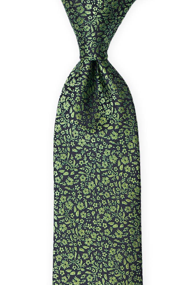 Silke Slips, Mørkeste marineblått med grønt, blomstermønster